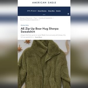American Eagle Olive Sherpa Sweatshirt
